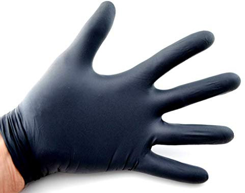 B teurobrecher Lot de 100 gants jetables en nitrile non poudrés - Noirs - Taille S à XL - Taille L