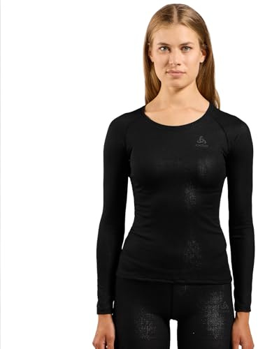 Odlo Unterhemd für Damen Langarm Active F-Dry Light | Schwarz | Größe M | Funktionsshirt | Funktionsunterwäsche