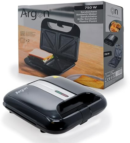 Sandwichera Grill 750W | Con Doble Placa Antiadherente y Luz Indicadora | Compacta, Rápida y Fácil de Usar y Limpiar | Ideal para 2 Sándwiches, Tostadas, etc.