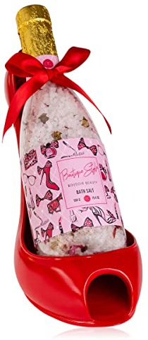 Accentra - Duschset Frauen Geschenkset im Keramik- Pump als Weinflaschen-Halter, 2 teiliges Pflegeset mit Badesalz – Wellness Geschenk Set zum Geburtstag, Valentinstag & Weihnachten