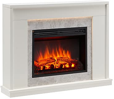 FLAMME Ecula Fireplace with 43'' surround with 2kW Fireplace Heater White