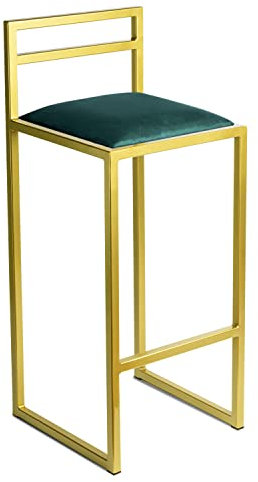 Barhocker Gold mit Lehne 84 cm - Metall Barstuhl mit Gepolstertem Sitz - Loft Style