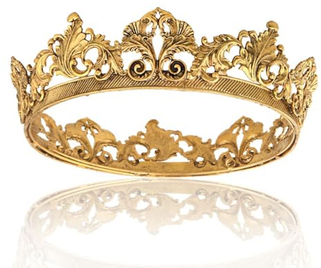 Corona de rey de lujo reina boda fiesta nupcial desfile de baile para cumpleaños Halloween de San Valentín tiara (Oro Oscuro)