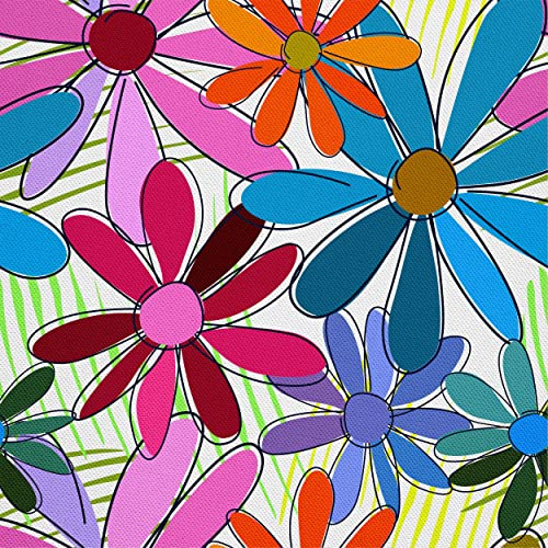 HEKO PANELS Stoff Oxford wasserdicht, Blumen Bunt, 1 Meter 155 x 100 cm | Dekostoffe zum Nähen und Handwerken, blickdichte Möbelstoffe, Nähstoffe DIY, als Meterware erhältlich