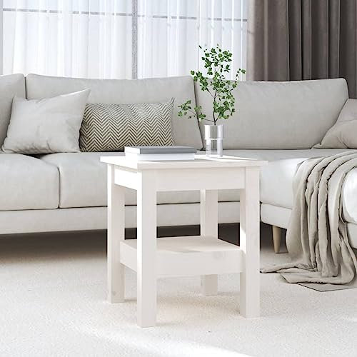 BUKSCYJS Modern Sofa Tisch,Moderne Couchtischecouchtisch Weiß 35x35x40 cm Massivholz Kiefergeeignet FüR Wohnzimmer, Neben Dem Sofa, Arbeitszimmer, Konferenzraum