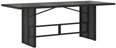 vidaXL Gartentisch mit Glasplatte Schwarz 190x80x74 cm Poly Rattan