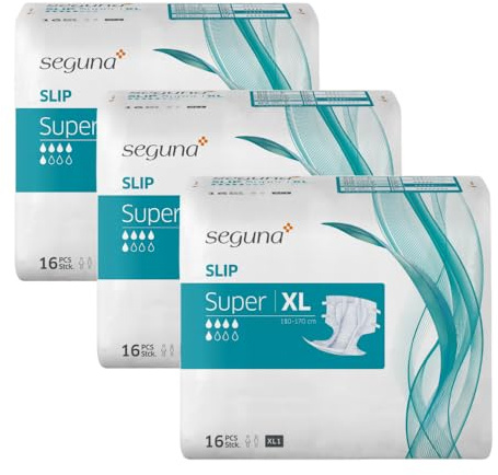 SEGUNA Slip Super, Inkontinenz Windeln für Erwachsene, Frauen, Männer, Windeln bei schwerer Blasenschwäche, Stuhlinkontinenz (XL (Sparpaket 3 x 16 Stück))