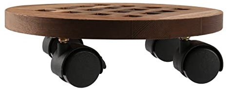 Generisch pflanzenständerNicfaky 25 cm Blumentopf aus Holz, abnehmbares Tablett, Pflanzenständer, Basis mit Rädern, Pflanzgefäß, Blumenwagen