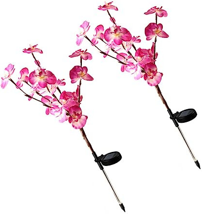 WOONEKY 2 Uds Luz Con Enchufe De Tierra Lámpara Solar Shpae De Orquídeas Luz Solar Para Exteriores Luz Solar Para Jardín