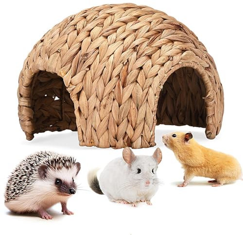 Rabbit Hideaway Hideouts, Extra Large Grass House For Rabbits, Grass House For Guinea Pigs, Rabbit Grass Tunnel, Small Animal Hideaway Bed, Natural Straw Woven Pet Straw Huts For Dwarf Rabbits Ferret