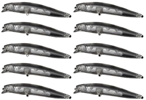 HUFFA 10 Stück unlackierte Bleistiftköder, Hartplastik, sinkende Wobbler, neue Angelköder, 7,5 cm/8,5 cm, Rohlinge, Elritzenangeln (7,5 cm)