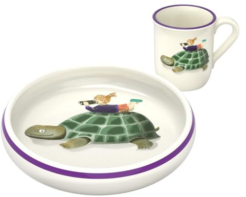 KUHN RIKON 2-tlg. Kindergeschirr-Set Schildkröte aus Keramik, handbemalt