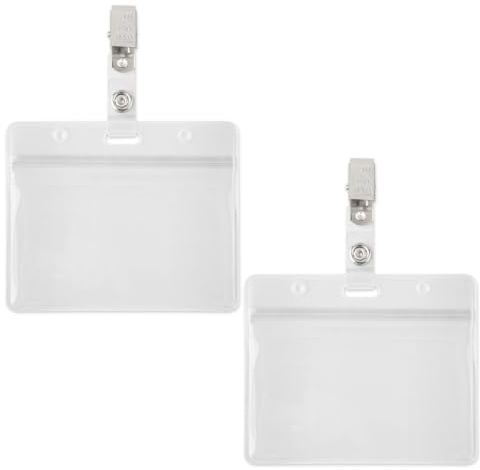 Lotsdonxia 2 x wasserdichte PVC-Ausweishüllen – transparente, vertikale Kartenhüllen mit Metall-Clips für Arbeit, Büro, Krankenhaus und Schule