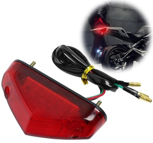 EuAcesry Fanale Posteriore Moto, Stop Luci Freno Targa Stradali Moto, Spia Segnale Freno Posteriore, ATV Dirt Bike Scooter, Accessori per la Modifica delle - Guscio Rosso