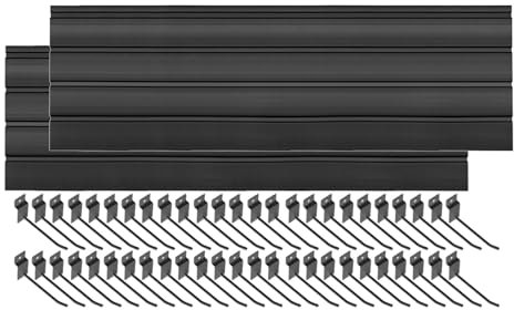 Lot de 2 panneaux muraux en PVC pour garage, cuisine, atelier, magasin, magasin, rangement, outils, panneaux perforés à lattes emboîtables (noir, 100 x 32 cm)