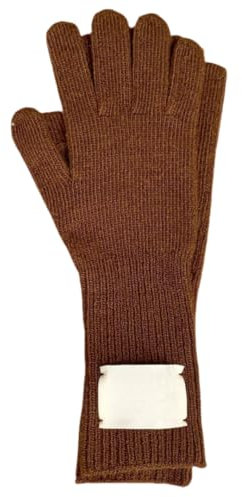 JINZIJINYU Damen Strickhandschuhe Mit Zopfstrickmuster Lange Fingerlose Wollhandschuhe Outdoor Fahrradhandschuhe Braun