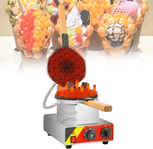 Våffelbryggare, Justerbar temperatur och tidsdesign, non-stick pan Äggvåffelbryggare, Bubble Waffle Puffle Maker Roterad Jämn uppvärmning, för Egg Waffle Glass Cone