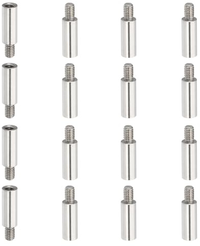 PATIKIL M4x15+6mm Runde Abstandshalter Schrauben Verlängerung Stifte 16 Stück Edelstahl Gewindehülse Abstandsbolzen Schrauben Ersatz für Binden Scrapbook Fotoalbum Bastel DIY