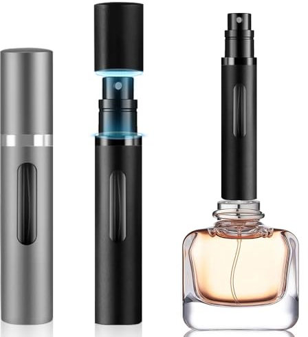 8ml Atomizzatore di Profumo, Ricaricabile Spruzzino Profumo, Mini bottiglia spray portatile, Spruzzatore per bottiglie di profumo con finestra, Buono per viaggi (Nero Grigio)
