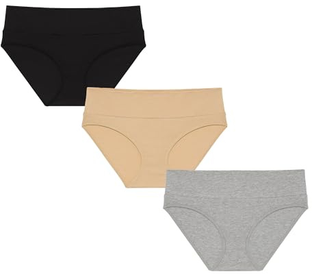 Motherhood Maternity Womens Foldover Brief Panty 3-Pack, Heather Grey/Essential Nude/Core Black,X-Large