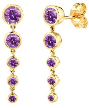 Pendientes de mujer de moda, pendientes de plata 925 colgantes de oro con circonitas para San Valentín, Lila Zirkon, Plata de ley, Circonia cúbica