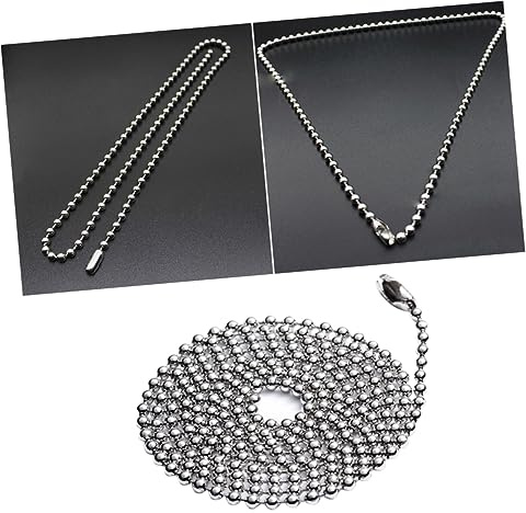 OSALADI Stainless Steel Ball Chain Tag Necklace Connector Clasp Durable Dog Tag Chain for DIY Crafts Jewelry Making Stainless Steel