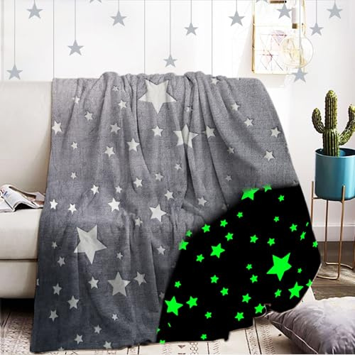 TIDGRD Kuscheldecke Leuchtet Im Dunkeln 130x150cm,Weiche und Flauschig kuscheldecke leuchtende,Für Mädchen und Jungen (H, 130x150cm)