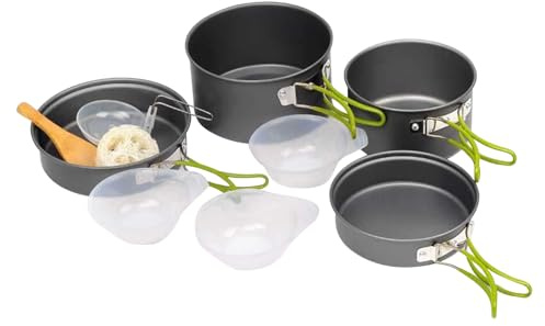 Set di Cucina da Campeggio, Set Da Cucina Per Viaggi Outdoor, Padelle Impilabili Da Esterno Con Manico Per Campeggio Viaggi In Sopravvivenza Escursionismo Picnic Dormitorio Attività