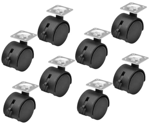 SOLUSTRE 8pcs Heavy Duty Swivel Casters with Brake for Office Chairs Nylon Wheels Furniture Replacement Casters for Wire Shelving and Wheelchair Wheels Compatible