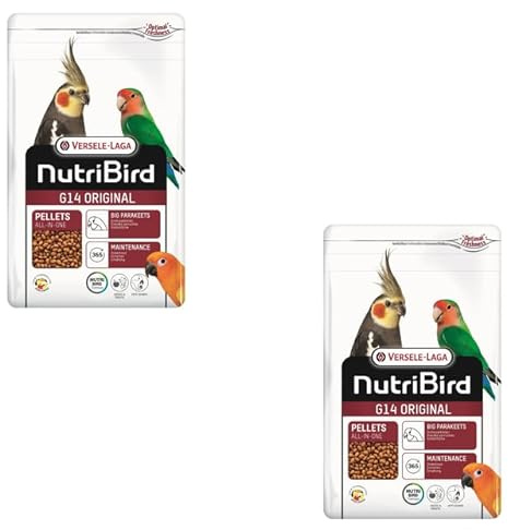 Nutribird G14 Original | 2 x 1 kg | Großsittiche | Darmflora & Gefieder | Versele-Laga | Erhaltungsfutter | Doppelpack | Extrudierte Pellets | Adult