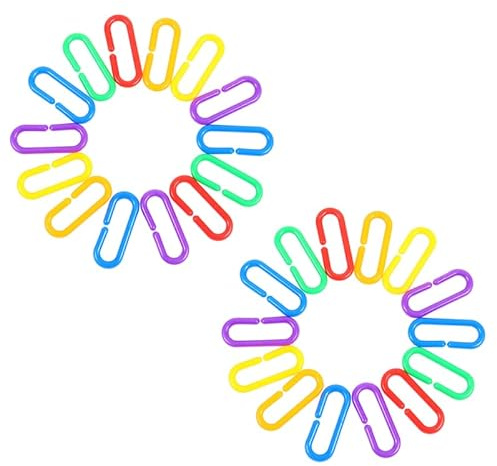 VICASKY 150PCS Plastic C-Clips Hooks Chain Links, Rainbow C-Links Toys Bird Swing & Climbing Chain Cage Clips Educational Puzzle Plaything for Colour Recognition Activities