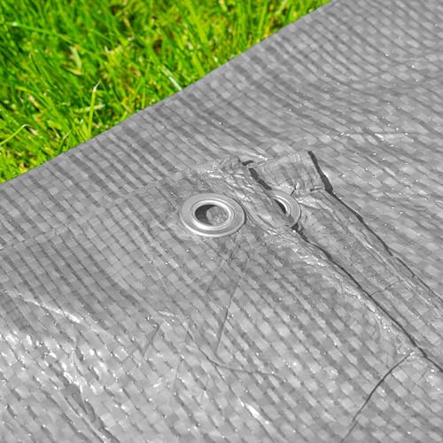 Waterproof 3m x 4m Tarpaulins,Ideal Camping Ground Sheet/Cover Up Builders Tarps,Range of Weights And Colours (Grey 50 gsm)