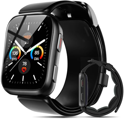 Blutdruck Smartwatch,1,95'' Blutdruck Watch mit Luftpumpen-Manschette, Blutdruckmessgerät für Schlaf- und 50+ Sportaufzeichnung für Android und iOS unterstützt Erinnerungsfunktionen Datenaustausch