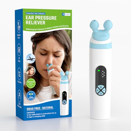 Eustachian Tube Unblocker, Ear Pressure Relief Device with 3 Speeds, USB Rechargeable for Flying, Adults, Swimming, Diving & Climbing, Tinnitus & Earache Relief