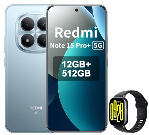 XIAOMI REDMI Note 15 Pro+ 5G Smartphone - 12+512GB, 6.83 AMOLED Display, 1.5K AMOLED Screen, Snapdragon 7s Gen 4, 200MP Camera, Azul Glaciar, Included Smart Watch