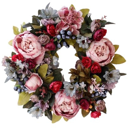 Türkränze, Frühlings- und Sommerkranz, alle Jahreszeiten, künstliche Pfingstrosen-Kränze für Dekor und Kunstblumen,Frühlingskranz aus Bunte Fenster- und Türdekoration für Ostern,Frühling & Party 1pc