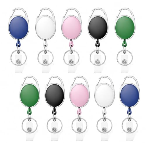 10 Pack Retractable Keychain Lanyard Clip 5 Colors