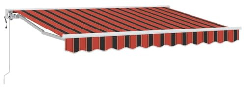 Mhdvray Einziehbare Gelenkarmmarkise Orange Schwarz 250x200cm Manuelle Kurbel Elektrische Fernbedienung Semi-Kassettenmarkise Aluminiumrahmen für Terrasse Balkon Garten