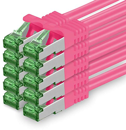 1aTTack.de Câble Réseau Cat7 Cat 7 10 GB/s - 10x 2m - RJ45 Ethernet LAN DSL Routeur Modem - Magenta