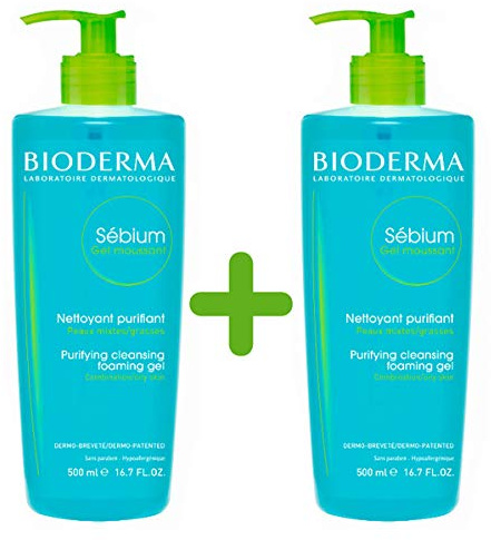 Bioderma Sebium - Gel Detergente Delicato Pelle Mista Grassa, 2 x 500ml