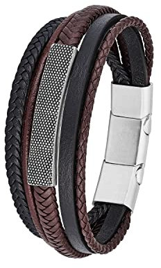s.Oliver Armband Edelstahl/Leder für Herren, Armschmuck, Kommt in Schmuck Geschenk Box