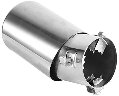 Tail Muffler Pipe, Akozon 1 Pcs Universal Rear Round Stainless Steel Auto Exhaust Muffler Tail Pipe Tailpipe Trim Tip for diameter of 38mm to 53mm