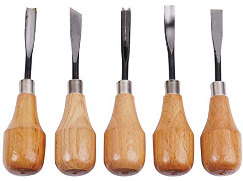 Lot De Ciseaux À Bois Professionnelle, Lot De 5 Pièces Outil De Travail Du Bois De Menuiserie Éraflures Outil De Burin À Main Avec Poignées En Bois