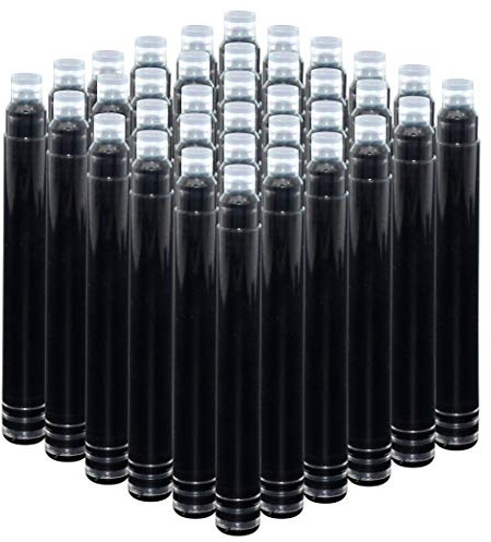 Cartucce d'Inchiostro per Jinhao Penna Stilografica Colore Nero, set di 50 Ricaricare le Cartucce di Inchiostro Dimensione Standard Internazionale, Diametro Foro 2,6 mm