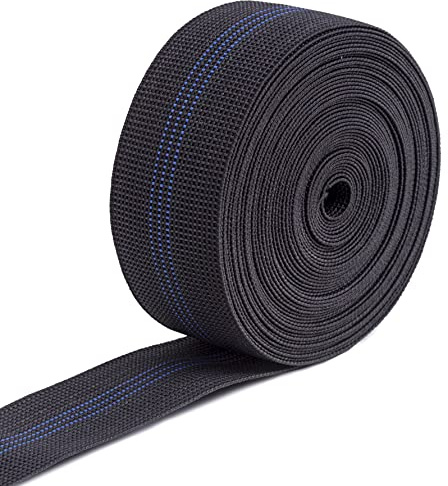 IPEA Elastisk rem för soffa, stolar, fåtöljer – 10 meter lång – 50 mm bred – 3-linjers dragsnöre för klädsel, sits, ryggstöd – 50% elasticitet