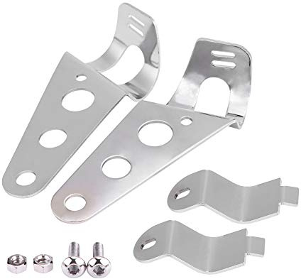 Gabelhalterung, Scheinwerferhalterung 2pcs 28mm-34mm Motorrad Scheinwerfer Halterung Gabel Durchmesser, Aluminiumlegierung Scheinwerferklemmen Halter Gabel für Universal Motorrad(Silber)