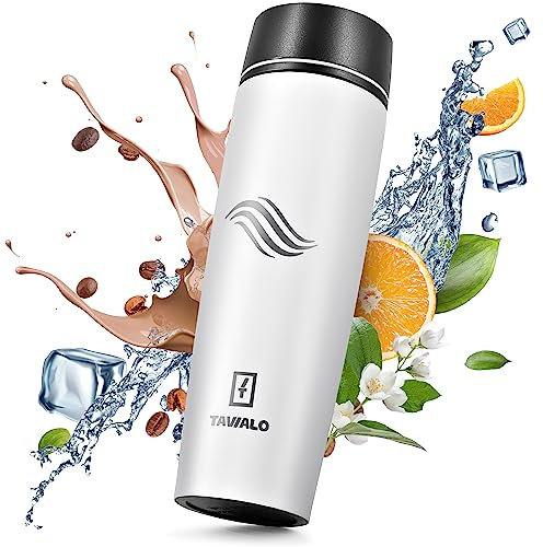 Tavialo Thermobecher 460ml Travel Mug schneeweiß matt Inox Edelstahl, Kaffeebecher/Isolierbecher Pulverbeschichtung