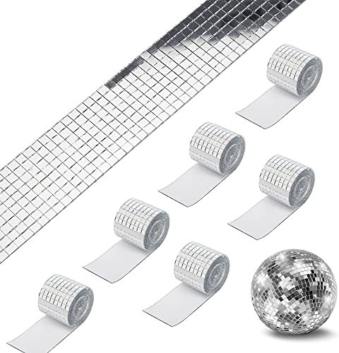 WOOLUCK® 6 Rollen 9600 Stücke selbstklebend mini Spiegel,Mosaik Spiegelfliesen Aufkleber Glas 5 x 5 mm für Discokugel Basteln,DIY Küche Badezimmer KTV