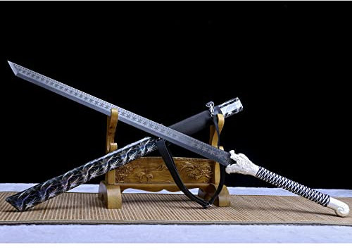 LQSMX sword 43.3 in Broadsword/scharf/Chinesisches Kampfsportmesser Katana Schwert echt Samuraischwert Handgeschmiedeter Manganstahl