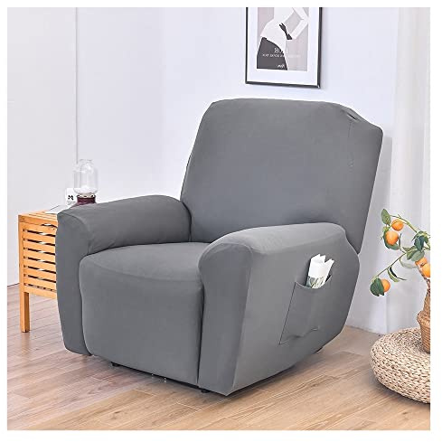 Stretchhusse für Relaxsessel Sesselbezug, 4/6/8-Teilig Sesselschoner Sesselauflage Relax mit Armlehnen Beige/Blau Sessel Überwurf Bezug Hochlehner Relaxsessel Mit Elastischem Boden ( Color : #2 , Size
